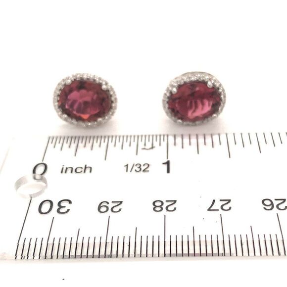 Natural Tourmaline Diamond Stud Earrings 14k WG 5.85 TCW Certified 121150 - Picture 4 of 10